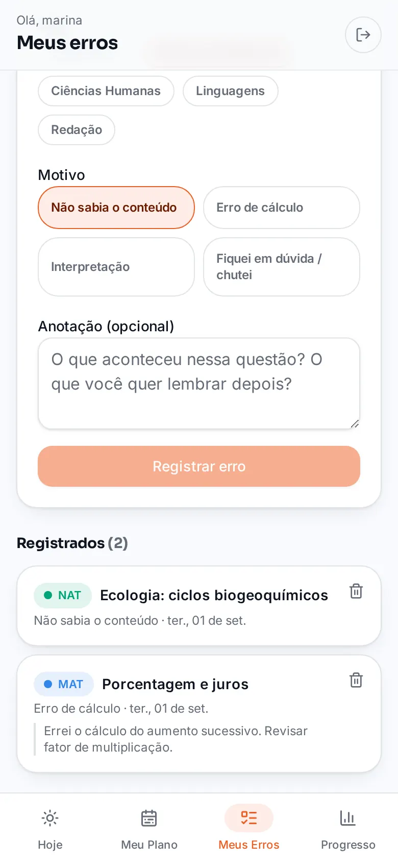 Meus Erros no Reta Final ENEM